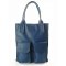 Luksusowy Worek z Włoskiej Skóry Vera Pelle - Pojemny XXL na Format A4 - Kolor Blu Jeans - BY44BJ